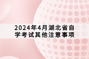 2024年4月湖北省自學(xué)考試其他注意事項(xiàng)