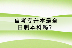 自考專升本是全日制本科嗎？