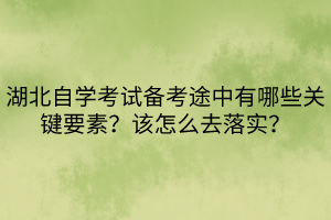 湖北自學(xué)考試備考途中有哪些關(guān)鍵要素？該怎么去落實(shí)？