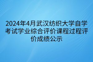 2024年4月武漢紡織大學(xué)自學(xué)考試學(xué)業(yè)綜合評價(jià)課程過程評價(jià)成績公示