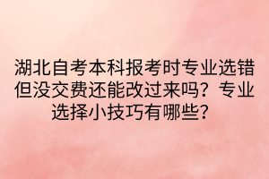 湖北自考本科報(bào)考時(shí)專(zhuān)業(yè)選錯(cuò)但沒(méi)交費(fèi)還能改過(guò)來(lái)嗎？專(zhuān)業(yè)選擇小技巧有哪些？