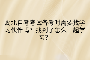 湖北自考考試備考時(shí)需要找學(xué)習(xí)伙伴嗎？找到了怎么一起學(xué)習(xí)？