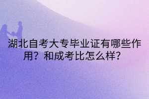 湖北自考大專畢業(yè)證有哪些作用？和成考比怎么樣？