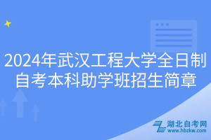 2024年武漢工程大學全日制自考本科助學班招生簡章