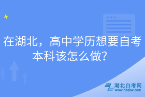 在湖北，高中學(xué)歷想要自考本科該怎么做？