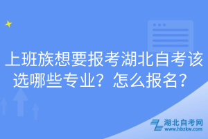 上班族想要報考湖北自考該選哪些專業(yè)？怎么報名？