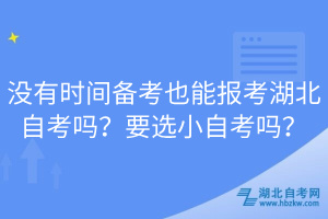 沒有時間備考也能報考湖北自考嗎？要選小自考嗎？