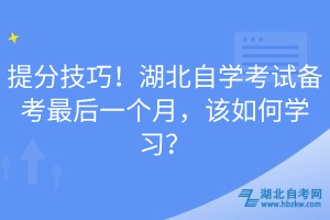 提分技巧！湖北自學考試備考最后一個月，該如何學習？