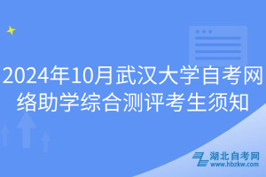 2024年10月武漢大學自考網(wǎng)絡(luò)助學綜合測評考生須知