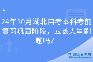 24年10月湖北自考本科考前復(fù)習(xí)鞏固階段，應(yīng)該大量刷題嗎？