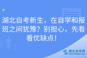 湖北自考新生，在自學(xué)和報(bào)班之間猶豫？別擔(dān)心，先看看優(yōu)缺點(diǎn)！