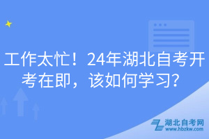 工作太忙！24年湖北自考開考在即，該如何學習？