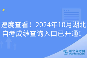 速度查看！2024年10月湖北自考成績查詢?nèi)肟谝验_通！