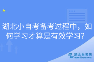 湖北小自考備考過程中，如何學(xué)習(xí)才算是有效學(xué)習(xí)？