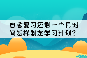 自考復(fù)習(xí)還剩一個月時間怎樣制定學(xué)習(xí)計劃？