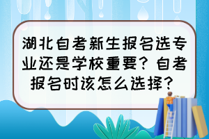 湖北自考新生報(bào)名選專(zhuān)業(yè)還是學(xué)校重要？自考報(bào)名時(shí)該怎么選擇？