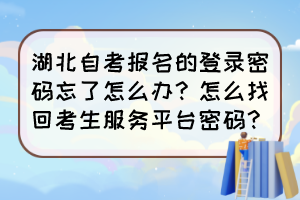 湖北自考報名的登錄密碼忘了怎么辦？怎么找回考生服務(wù)平臺密碼？