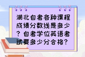 湖北自考各種課程成績分數線是多少？自考學位英語考試要多少分合格？