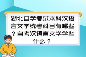 湖北自學(xué)考試本科漢語言文學(xué)統(tǒng)考科目有哪些？自考漢語言文學(xué)學(xué)些什么？