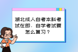 湖北成人自考本科考試在即，自學(xué)考試要怎么復(fù)習(xí)？