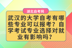 武漢的大學自考有哪些專業(yè)可以報考？自學考試專業(yè)選擇對就業(yè)有影響嗎？