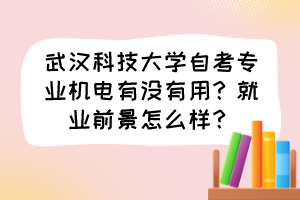 武漢科技大學(xué)自考專業(yè)機(jī)電有沒(méi)有用？就業(yè)前景怎么樣？