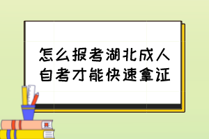 怎么報(bào)考湖北成人自考才能快速拿證？