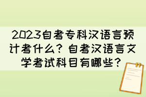 2023自考?？茲h語言預(yù)計考什么？自考漢語言文學(xué)考試科目有哪些？