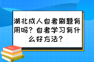 湖北成人自考刷題有用嗎？自考學(xué)習(xí)有什么好方法？