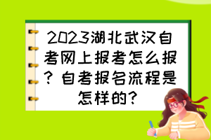 2023湖北武漢自考網(wǎng)上報考怎么報？自考報名流程是怎樣的？