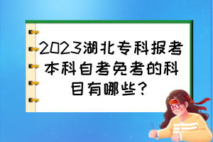 2023湖北專科報考本科自考免考的科目有哪些？