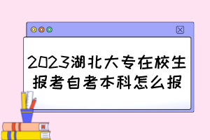 2023湖北大專在校生報考自考本科怎么報？