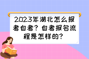 2023年湖北怎么報考自考？自考報名流程是怎樣的？