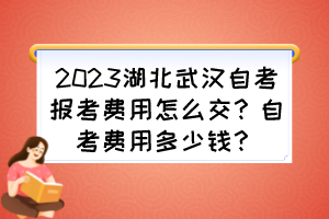 2023湖北武漢自考報(bào)考費(fèi)用怎么交？自考費(fèi)用多少錢？