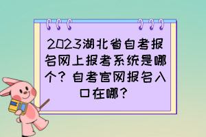 2023湖北省自考報名網(wǎng)上報考系統(tǒng)是哪個？自考官網(wǎng)報名入口在哪？