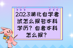 2023湖北自學(xué)考試怎么報(bào)名本科學(xué)歷？自考本科怎么報(bào)？