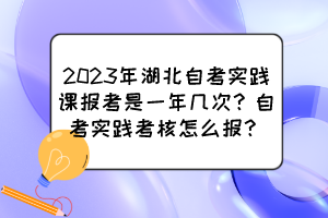 2023年湖北自考實踐課報考是一年幾次？自考實踐考核怎么報？