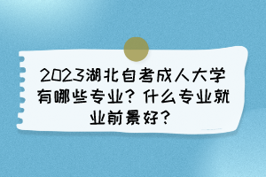 2023湖北自考成人大學(xué)有哪些專業(yè)？什么專業(yè)就業(yè)前景好？