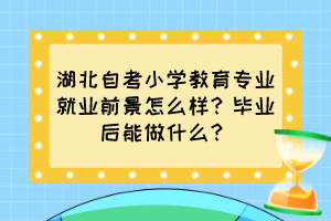 湖北自考小學(xué)教育專業(yè)就業(yè)前景怎么樣？畢業(yè)后能做什么？