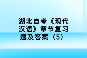 湖北自考《現(xiàn)代漢語》章節(jié)復習題及答案（5）