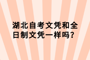 湖北自考文憑和全日制文憑一樣嗎？