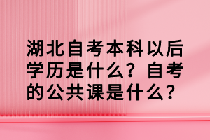 湖北自考本科以后學(xué)歷是什么？自考的公共課是什么？