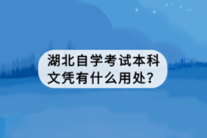 湖北自學考試本科文憑有什么用處？