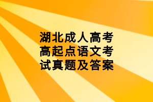 湖北成人高考高起點(diǎn)語(yǔ)文考試真題及答案