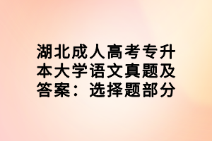 湖北成人高考專升本大學(xué)語文真題及答案：選擇題部分