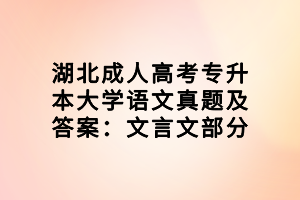 湖北成人高考專升本大學語文真題及答案：文言文部分