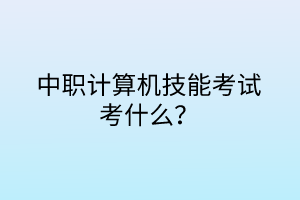 中職計算機技能考試考什么？