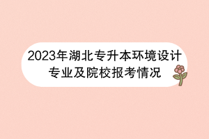 2023年湖北專升本環(huán)境設(shè)計(jì)專業(yè)及院校報(bào)考情況