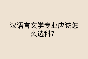 漢語言文學專業(yè)應該怎么選科？