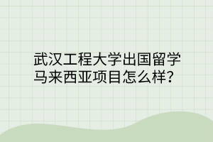 武漢工程大學出國留學馬來西亞項目怎么樣？